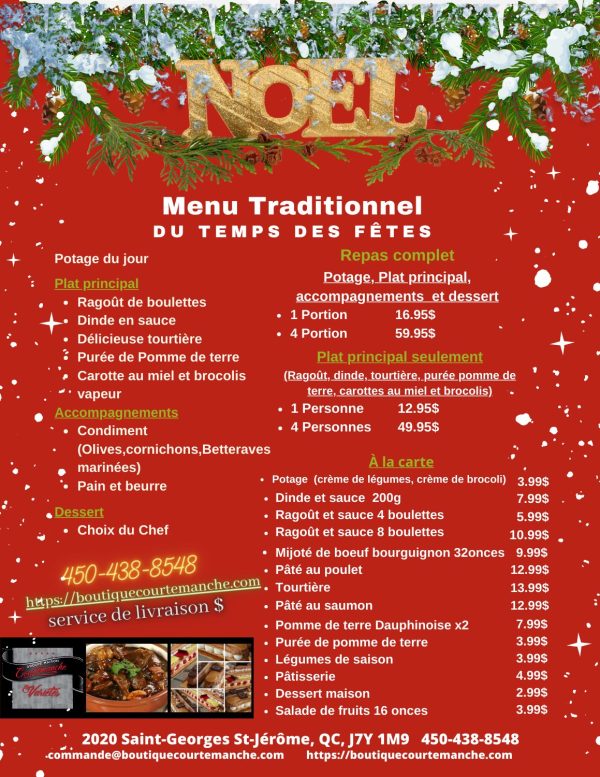 Repas traditionnel du temps des fêtes