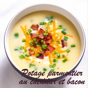 Potage parmentier au cheddar et bacon