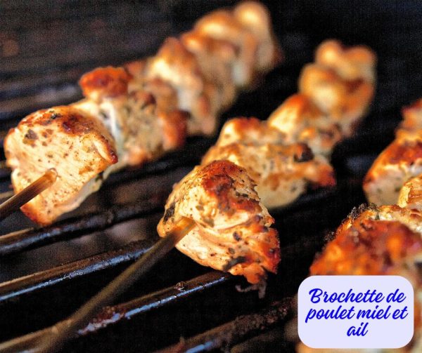 Brochette de poulet miel et ail