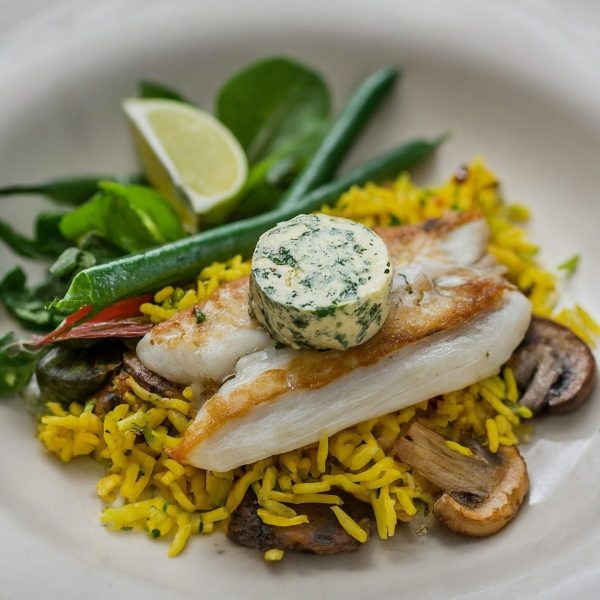 Filet d’aiglefin poêlé, beurre de champignons et fines herbes