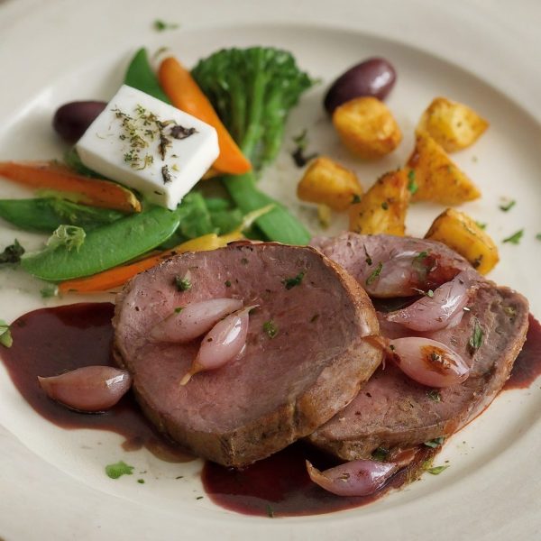 Rôti de bœuf à l’échalotte et vin rouge