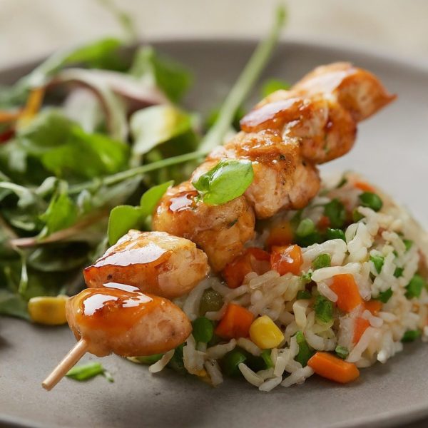 Brochette de poulet miel et ail