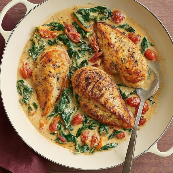 Casserole de poulet à la toscane avec purée de pomme de terre