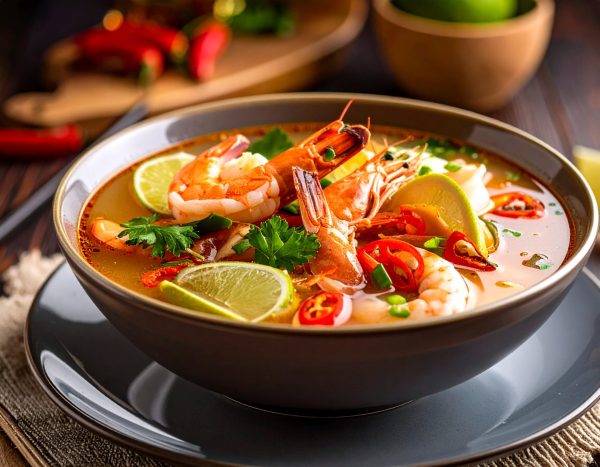 Soupe aux fruits de mer à l’asiatique