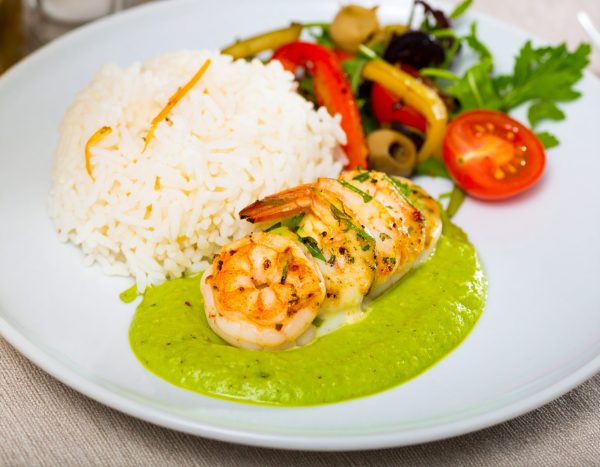 Sole farcie de crevettes, sauce crémeuse à l’avocat