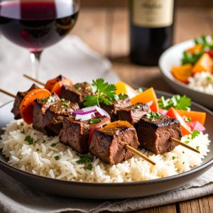 Brochette de bœuf AAA au vin rouge et échalotes