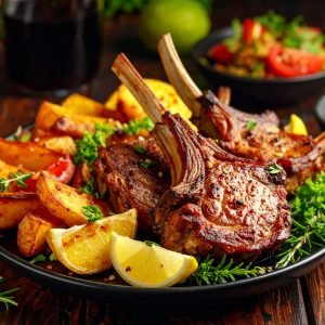 Côtelette d’agneau au citron et fines herbes