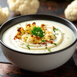 Crème de chou-fleur à l’ail grillé