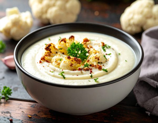 Crème de chou-fleur à l’ail grillé