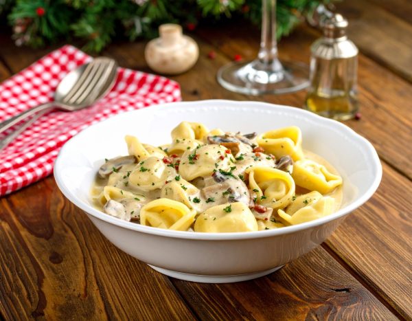 Tortellini de veau, sauce crémeuse aux champignons