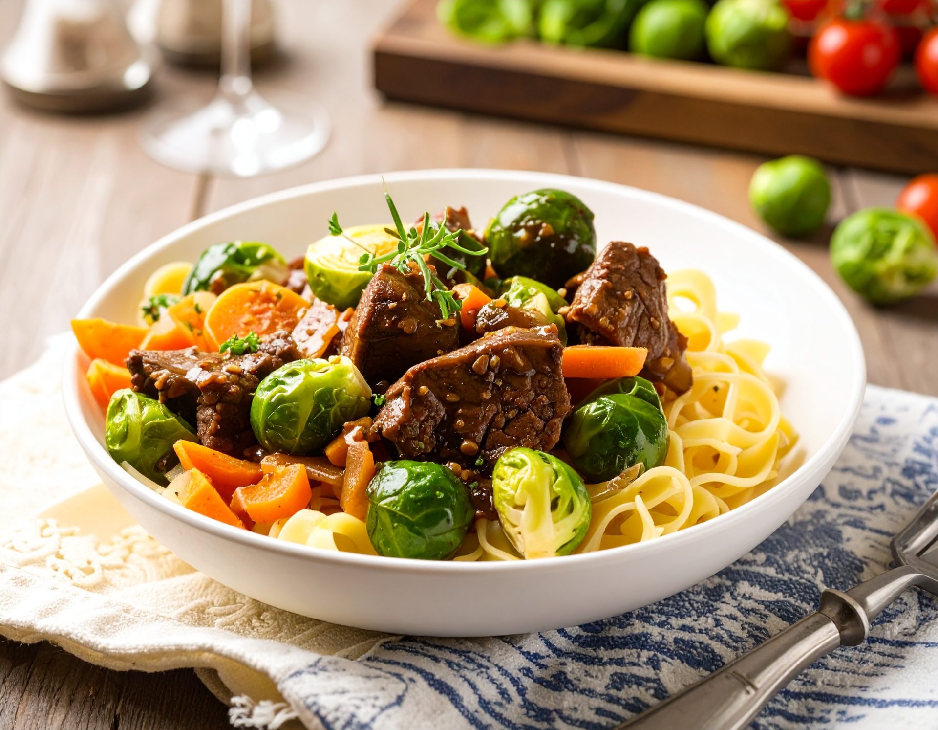 Bœuf braisé aux choux de Bruxelles