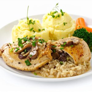 Poulet farci de risotto au champignon