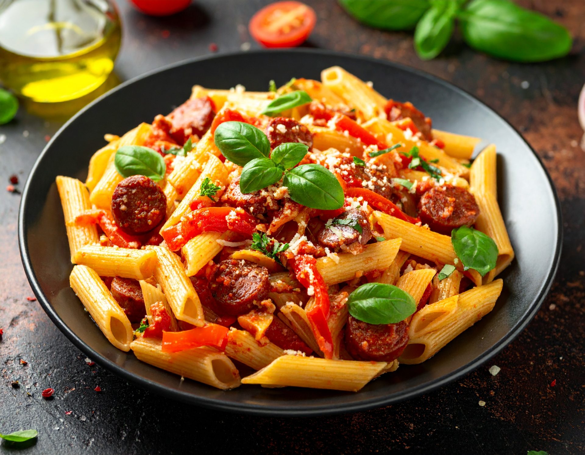 Pennine à la saucisse italienne et poivrons doux, sauce napolitaine