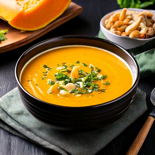 Velouté de courge arachide et ciboulette