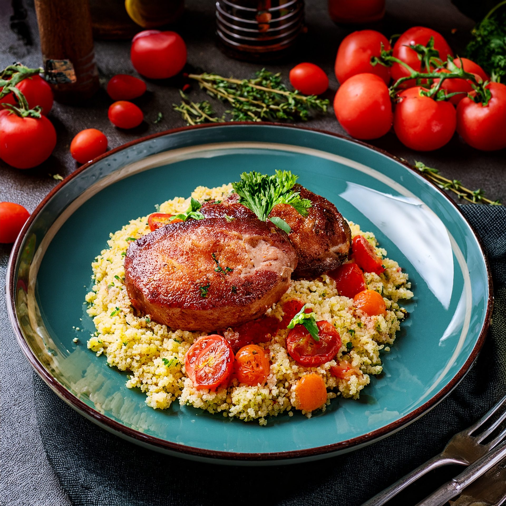 Côtelette de porc farci de saucisse italienne