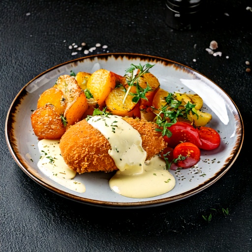 Poulet cordon bleu fromage mozzarella, sauce à la King