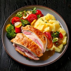 Poitrine de poulet farcie de jambon et de mozzarella