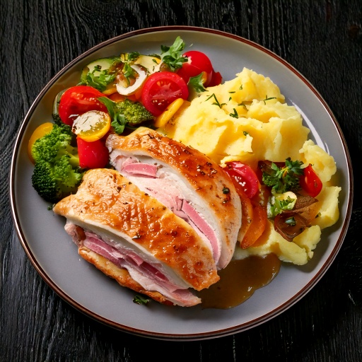 Poitrine de poulet farcie de jambon et de mozzarella