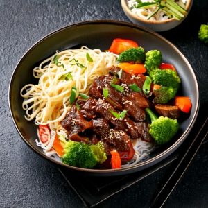 Bœuf braisé au brocoli, sauce asiatique