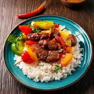 Brochette de bœuf marinée aux 3 poivres