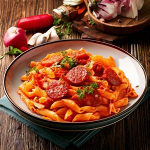 Pasta Arrabbiata et saucisse