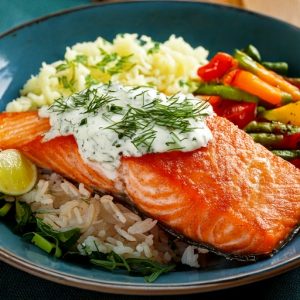 Pavé de saumon à la crème d’aneth