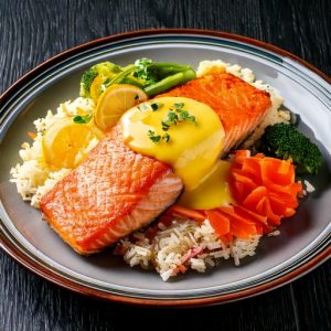Pavé de saumon, sauce hollandaise à l’orange