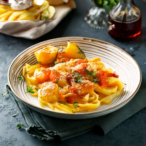 Medaglioni à la courge, sauce rosée au gratin