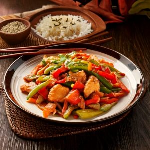 Sauté style ‘’Stir fry’’ au poulet et légumes à l’asiatique