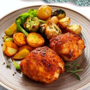 Tournedos de poulet rôti miel et ail